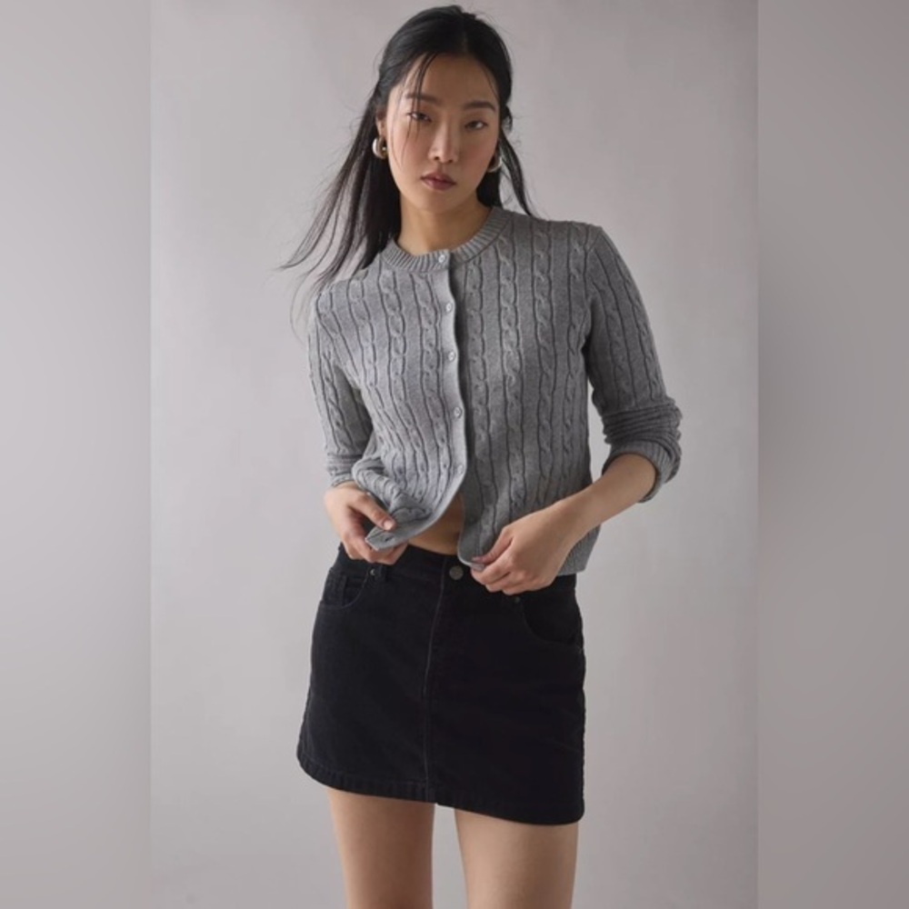 GUCCI Black Velvet Cotton Blend Metal Logo Mid Rise Micro Mini Skirt